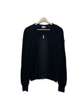 Moncler Cardigan Tricot Black Ruffles Zip L